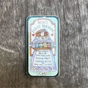 Vintage 1997 Tin Lid Refrigerator Magnet "Mom's Fix-It Shoppe" Cottagecore